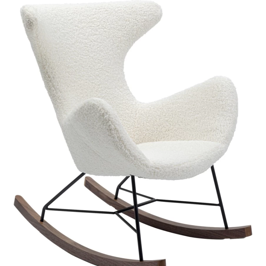 KARE Design Modern White Rocking Chair - Ergonomic Balance Nursery & Living Room Rocker