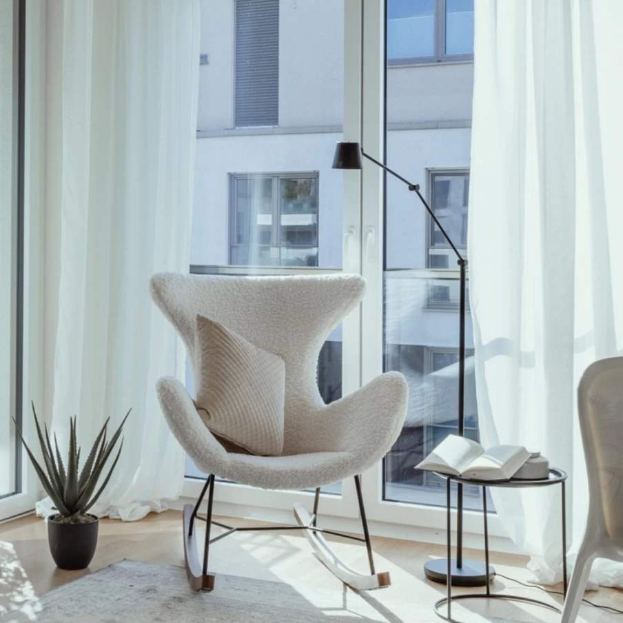 KARE Design Modern White Rocking Chair - Ergonomic Balance Nursery & Living Room Rocker