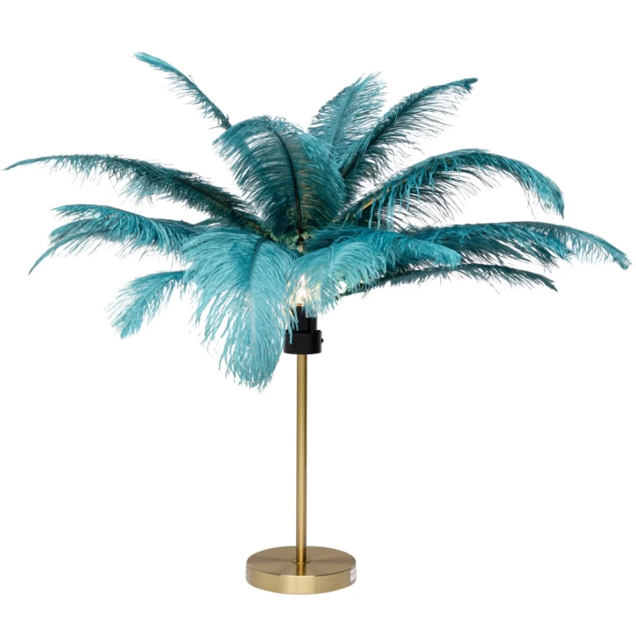 "KARE Design Modern Feather Table Lamp in Palm Green - 60cm Height Stylish Lighting"