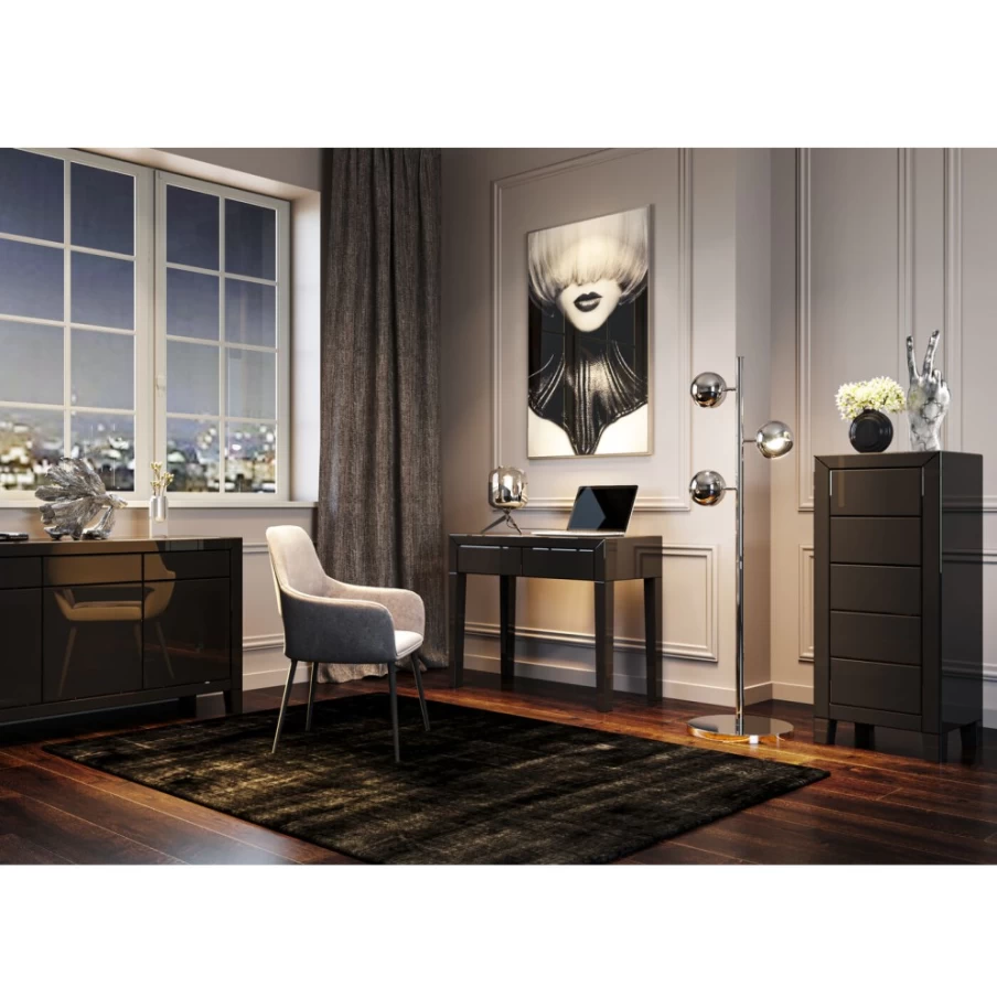 "KARE Design Modern 5-Drawer Dresser - Luxury Grey High Chest for Bedroom Storage"