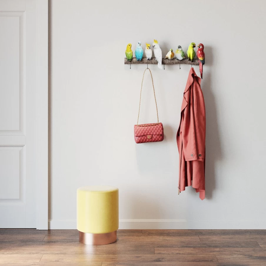 KARE Design Modern Coat Rack with Exotic Birds Motif - Stylish Wall-Mounted Entryway Organizer