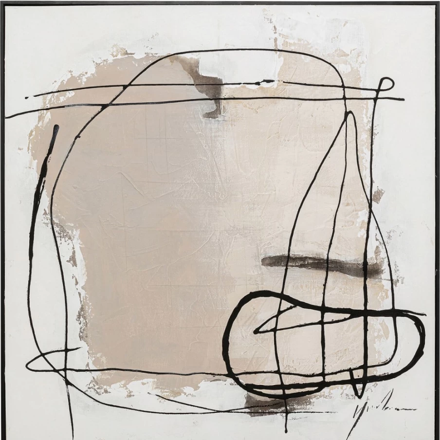 KARE Design Modern Framed Picture in Dust Grey - 100x100 cm Square Wall Art for Home Decor
