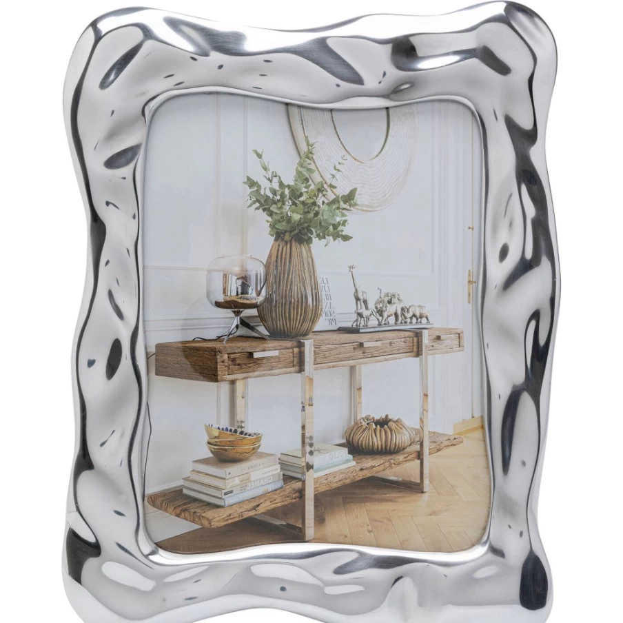 KARE Design Modern Silver Picture Frame with Jade Accents - 21x26cm Wall Display for Art & Photos