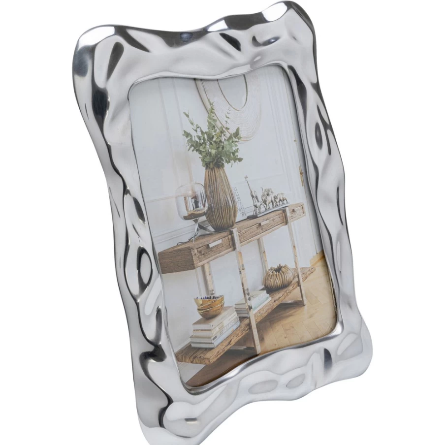 KARE Design Modern Silver Picture Frame with Jade Accents - 21x26cm Wall Display for Art & Photos