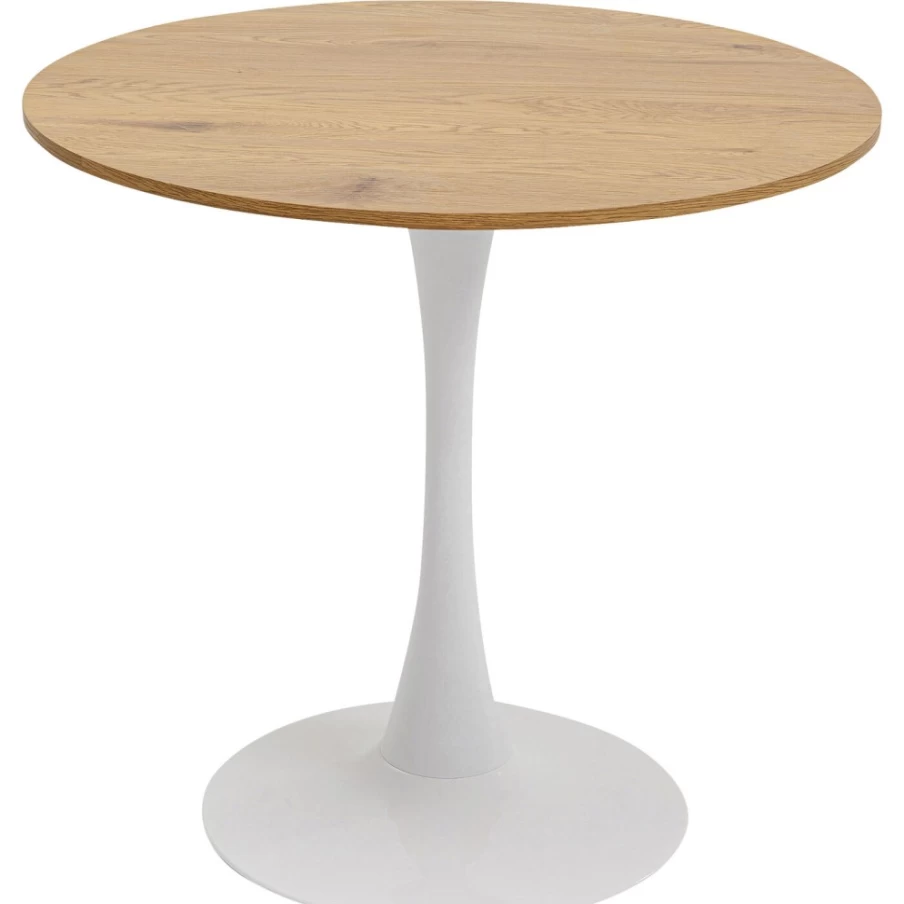 KARE Design Modern Oak White Dining Table Schickeria - 80cm Round Scandinavian Style