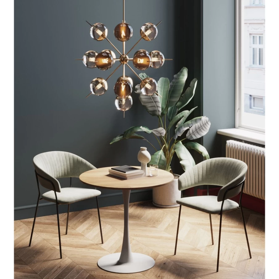 KARE Design Modern Oak White Dining Table Schickeria - 80cm Round Scandinavian Style