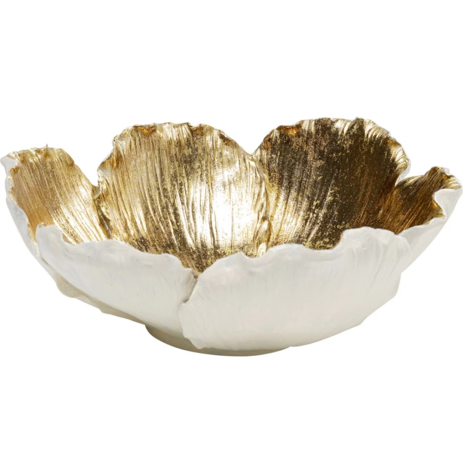 KARE Design Deco Bowl Flower Bloom Cream Gold 25cm Decorative Bowl for Home Decor
