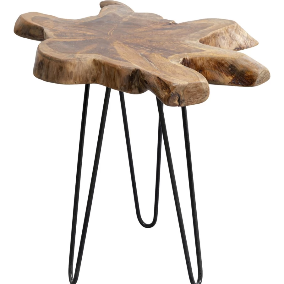 KARE Design Modern Aspen Side Table - 50x50cm Natural Wood Nightstand for Bedroom & Living Room