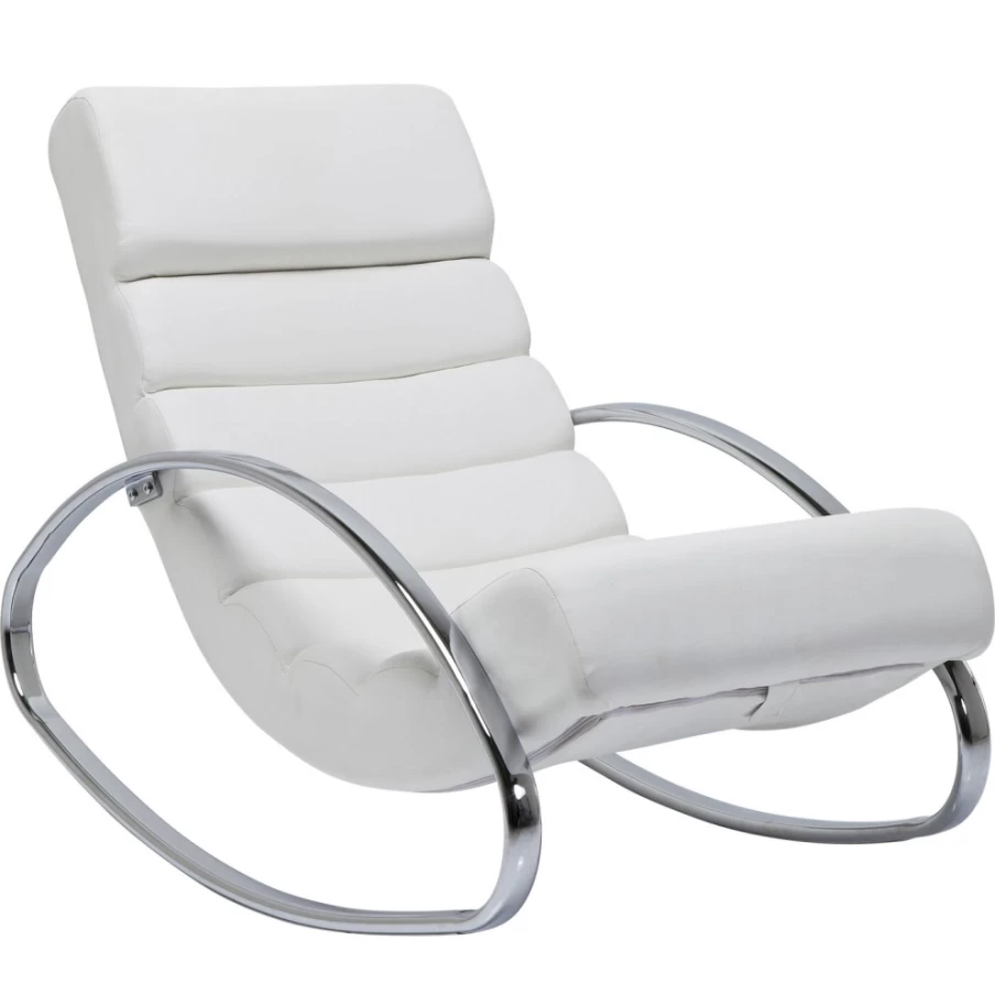 KARE Design Modern White Rocking Chair - Manhattan Style Lounge Chair for Living Room