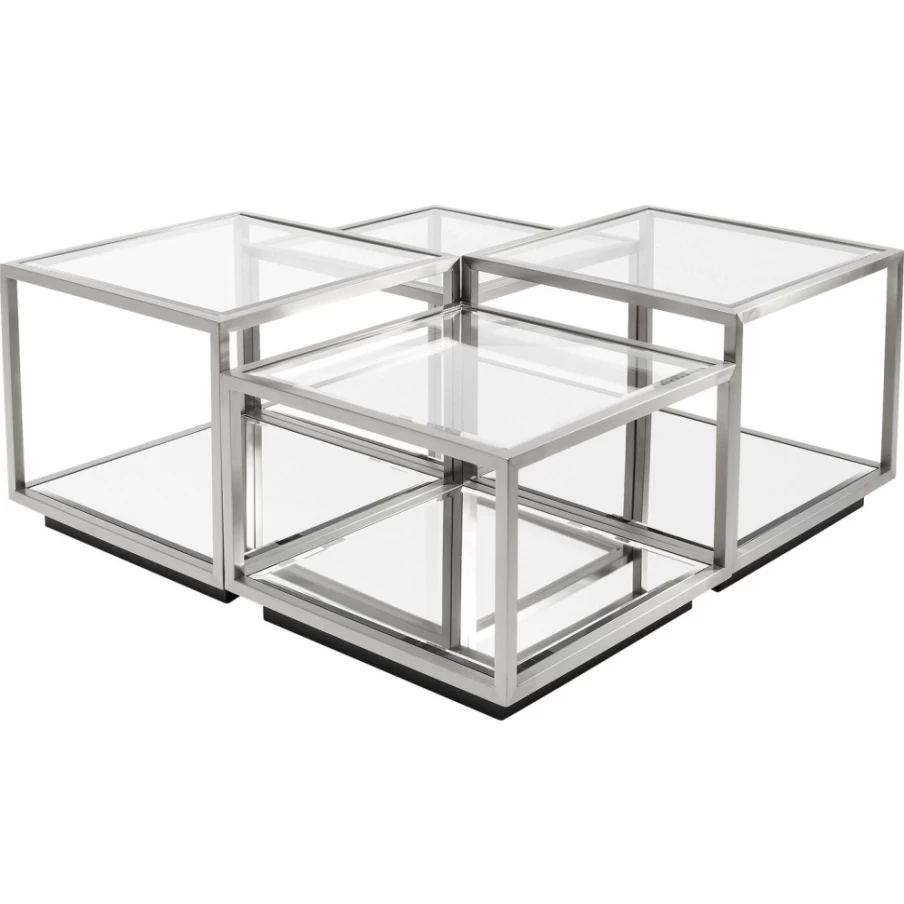 KARE Design Modern Silver Coffee Table Set of 4 - Luigi Collection