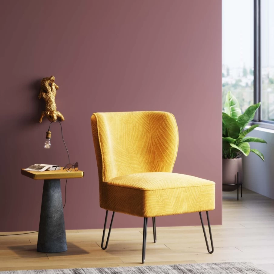 "KARE Design Modern Armchair in Vibrant Palm Springs Yellow – Mid-Century Inspired Accent Chair"