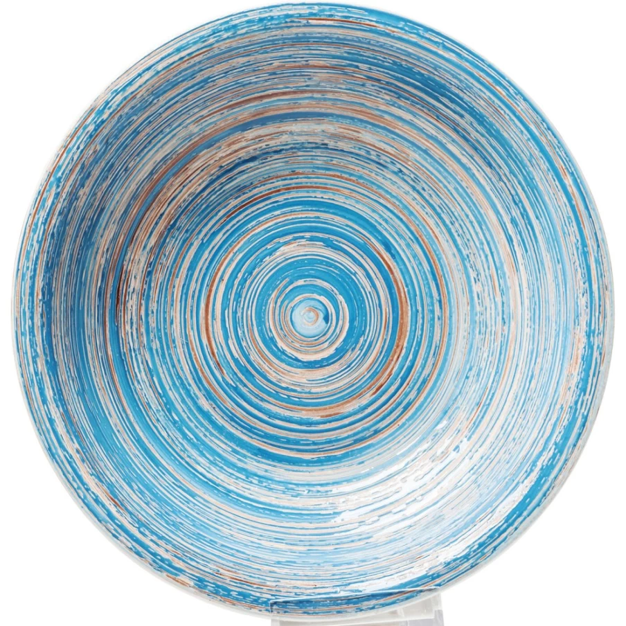 KARE Design Blue Swirl Deep Plate 21cm - Decorative Ceramic Dinnerware