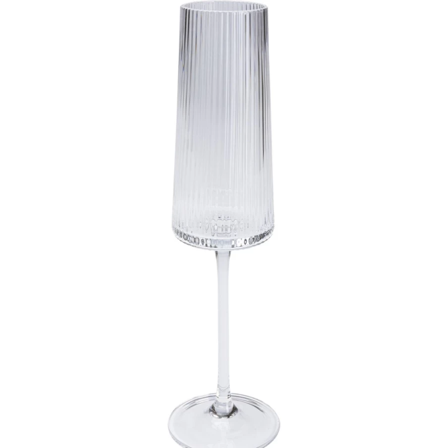 KARE Design Modern Champagne Flute Glass - Elegant Riffle Pattern for Celebrations