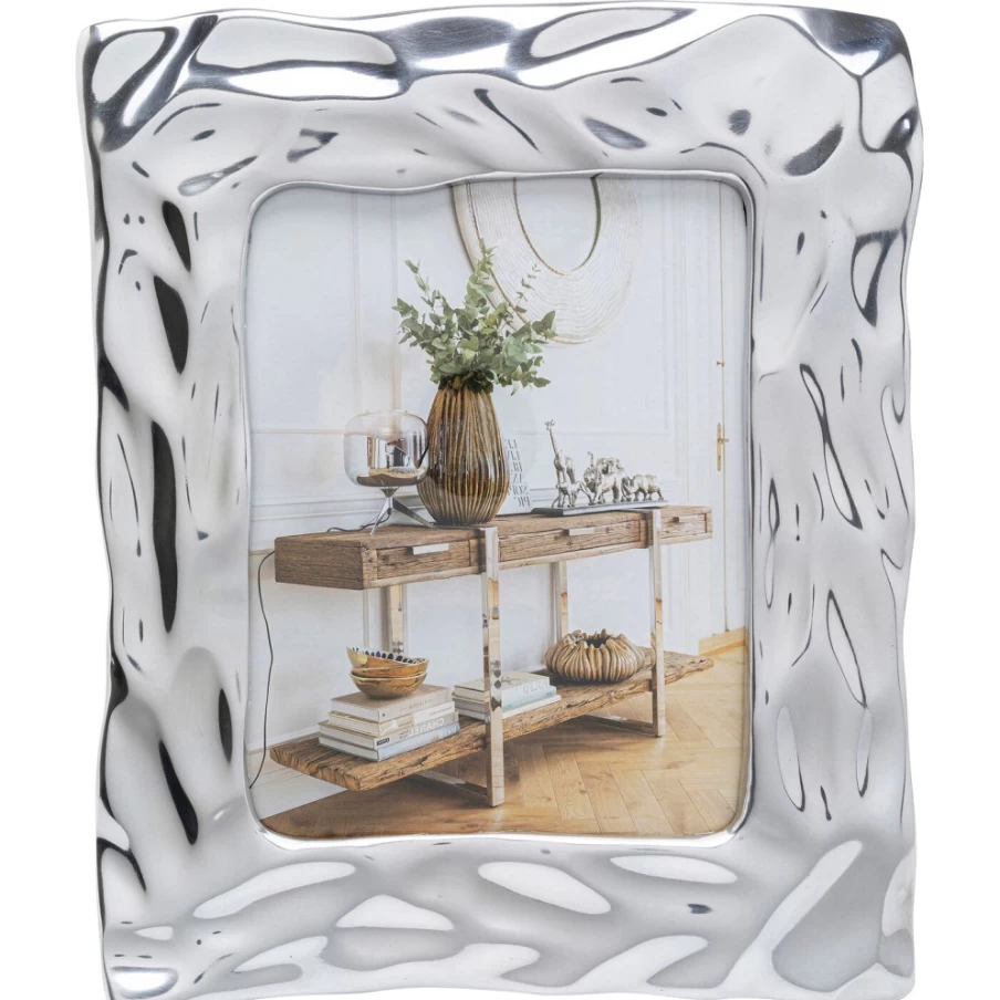 KARE Design Modern Silver Square Picture Frame with Jade Accents - 21x26 cm Wall Art Display