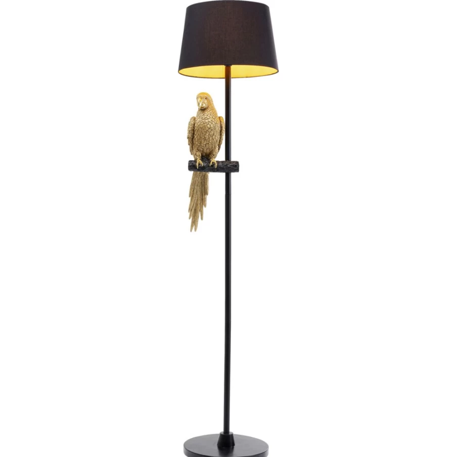 KARE Design Modern Gold Parrot Floor Lamp - 176cm Tall Animal-Themed Standing Light for Living Room Decor