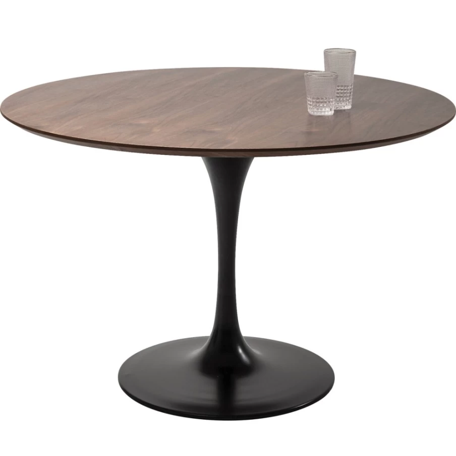 KARE Design Modern Walnut Black Table Invitation Set - 120cm Dining Decor