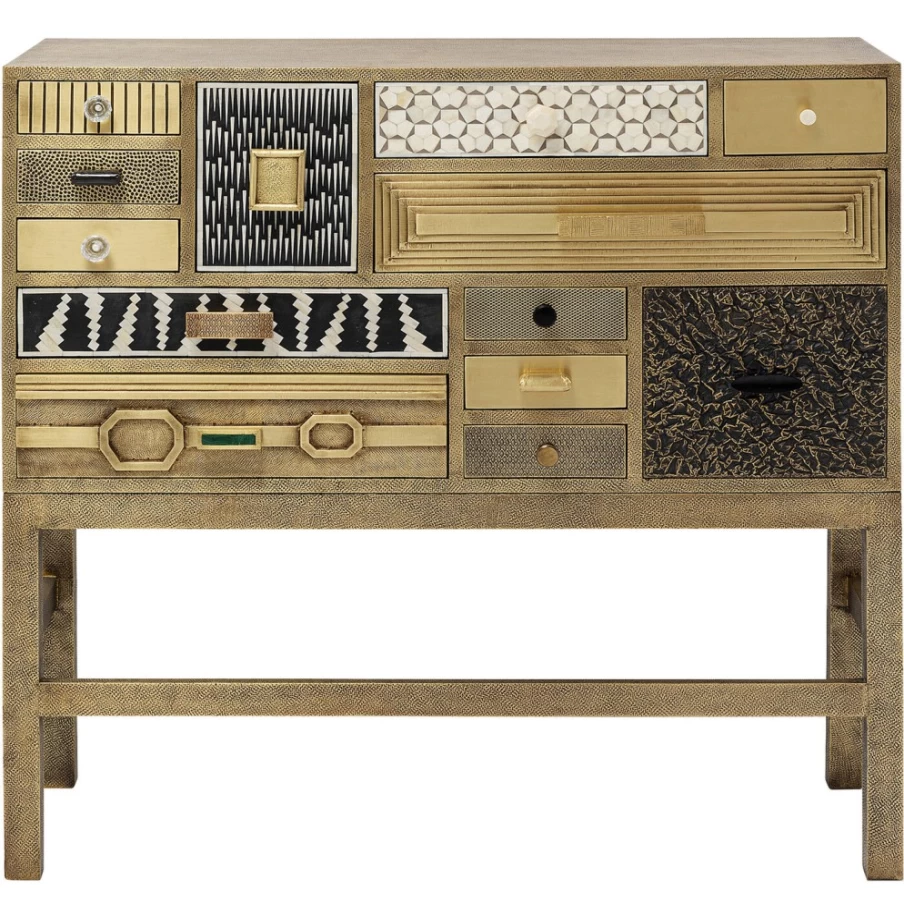 KARE Design Modern High Dresser with 13 Drawers in Chalet Gold Finish - Stylish Chest of Drawers for Bedroom Storage