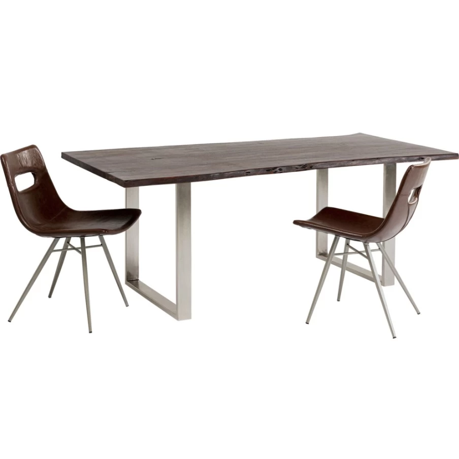 KARE Design Modern Dark Chrome Dining Table - 180cm x 90cm Rectangular Table Harmony Collection