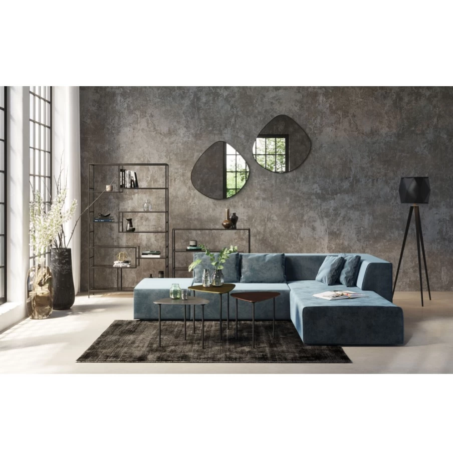 KARE Design Vintage Industrial Coffee Table Set of 3 - Triangle Loft Style Side Tables for Living Room