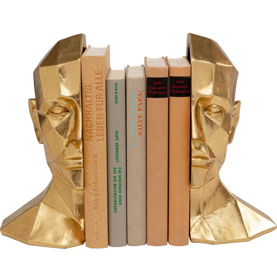 KARE Design Modern Bookend Face Set of 2 - Stylish Bookends for Shelves & Desks