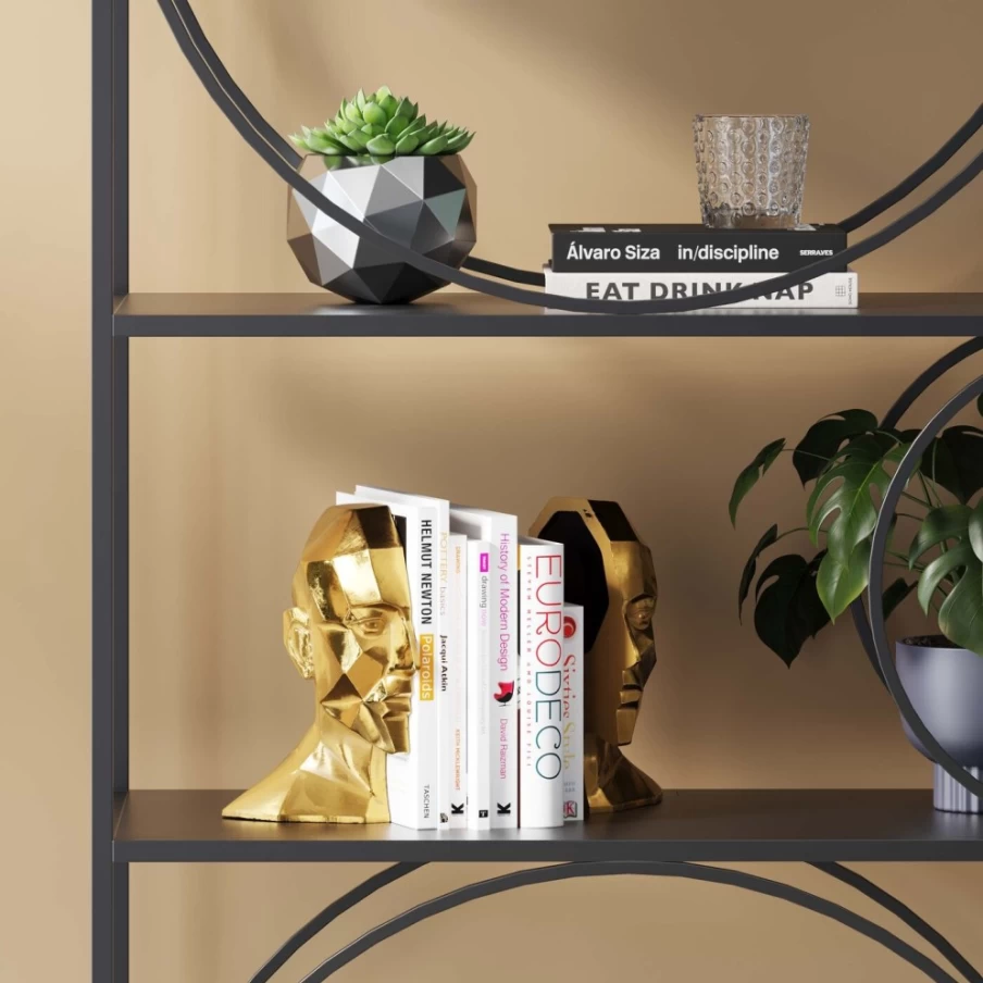KARE Design Modern Bookend Face Set of 2 - Stylish Bookends for Shelves & Desks