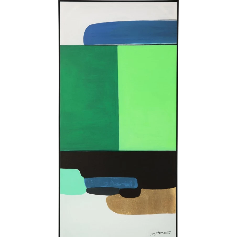 "KARE Design Modern Abstract Green Framed Wall Art Picture 73x143cm"