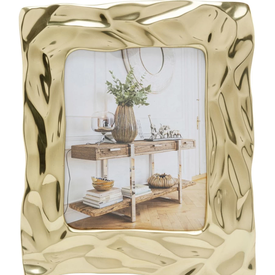 KARE Design Modern Gold Square Picture Frame 21x26 cm with Jade Accents for Elegant Home Decor