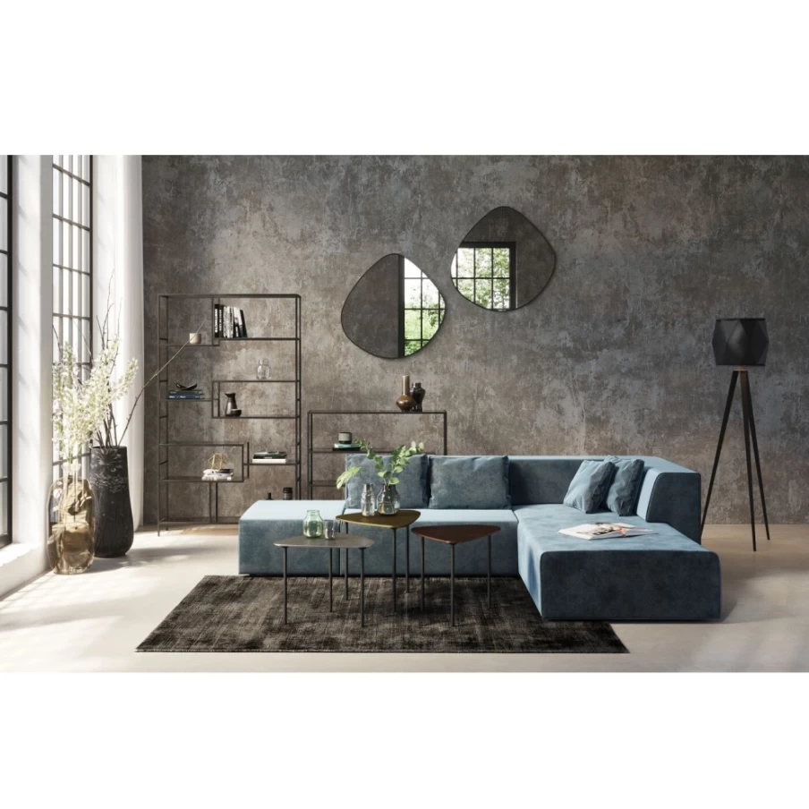 KARE Design Vintage Industrial Coffee Table Set - 3-Piece Loft Style Triangle Side Tables for Modern Living Room