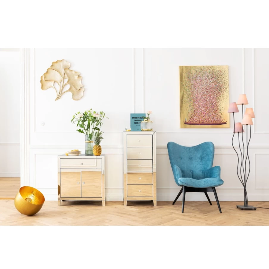 "KARE Design Luxury Gold Dresser - 2 Doors & 1 Drawer Modern Chest"