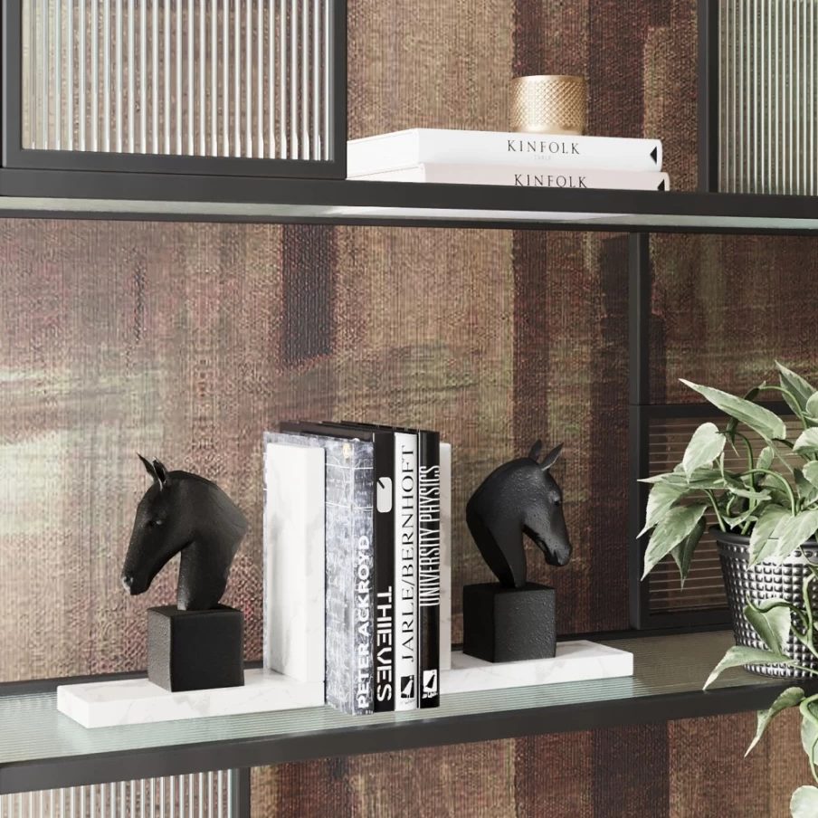 KARE Design Modern Horse Bookends - Set of 2 Elegant Stable-Themed Shelf Decor