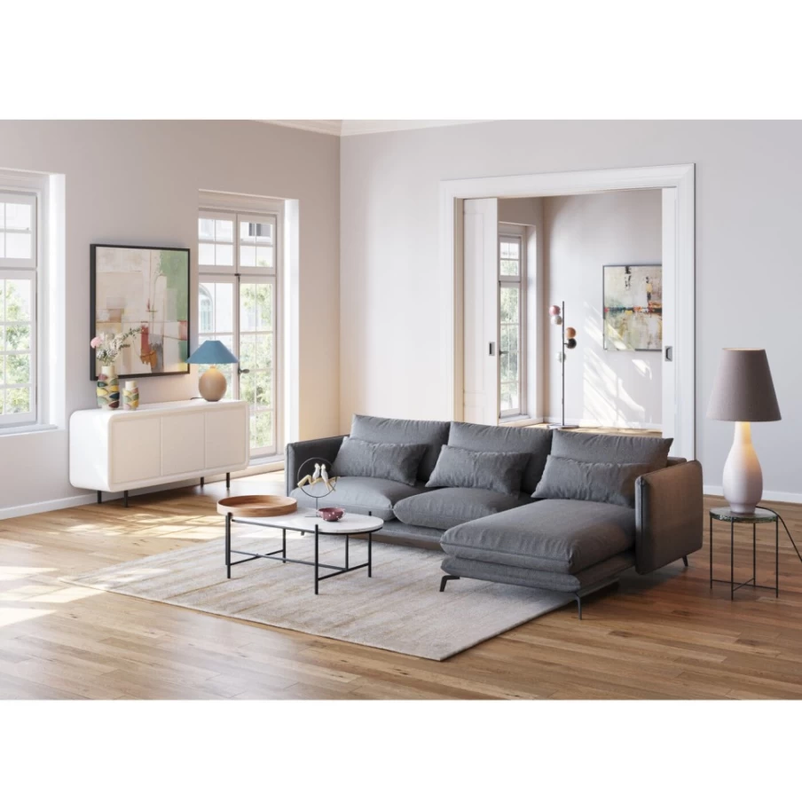 "KARE Design Monza Right Grey Corner Sofa 296cm – Modern L-Shaped Sectional for Living Room"