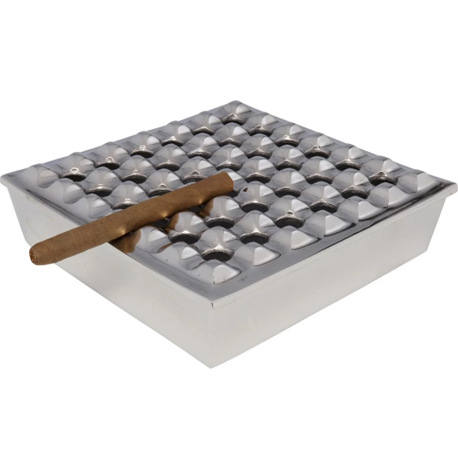 KARE Design Modern Soho Square Silver Ashtray 25x25cm - Stylish Home Decor