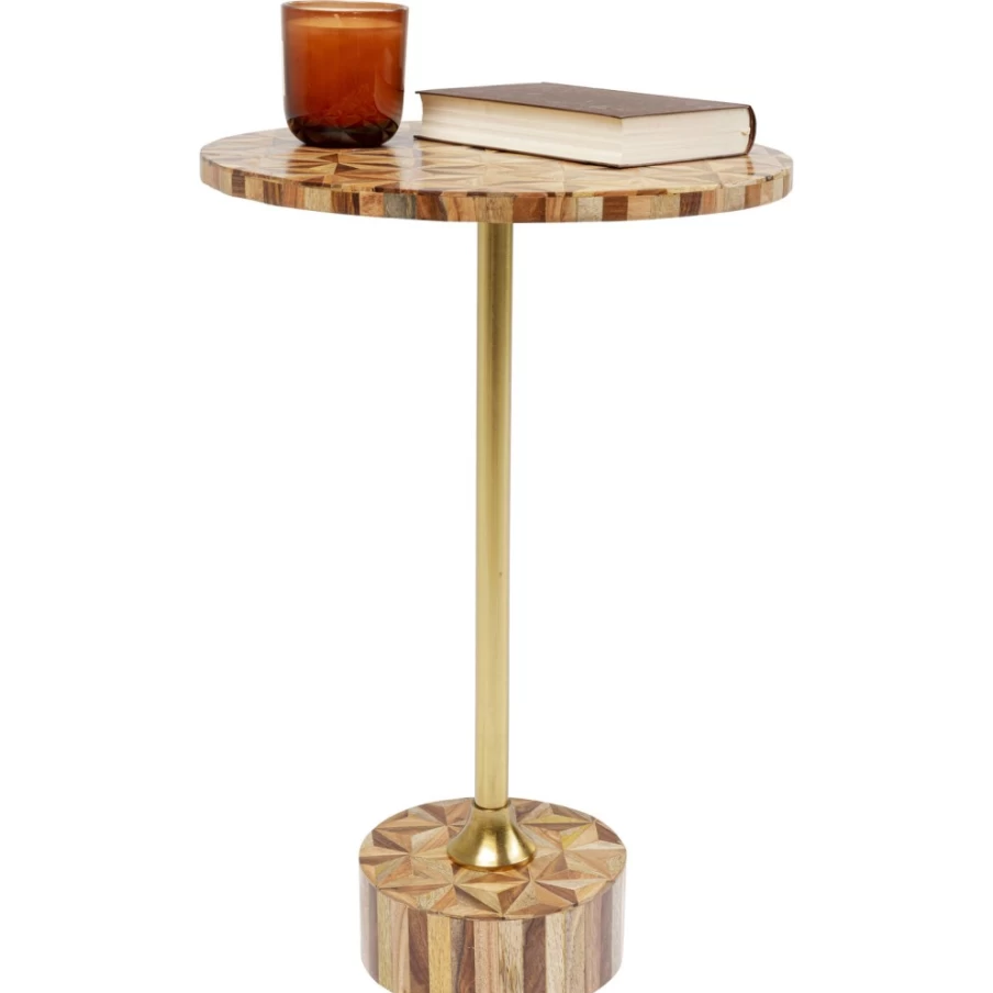 KARE Design Domero Geo Brown Side Table - 40cm Modern Accent Table for Living Room