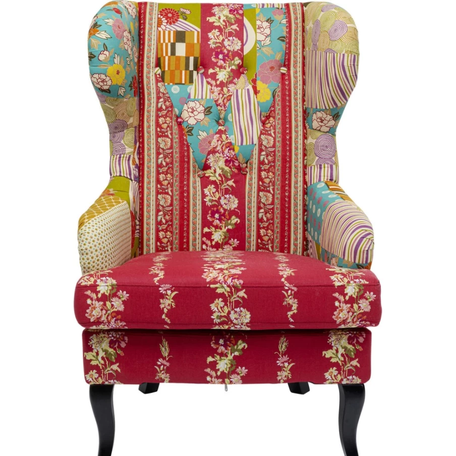 "KARE Design Patchwork Red Armchair - Modern Unique Lounge Chair"
