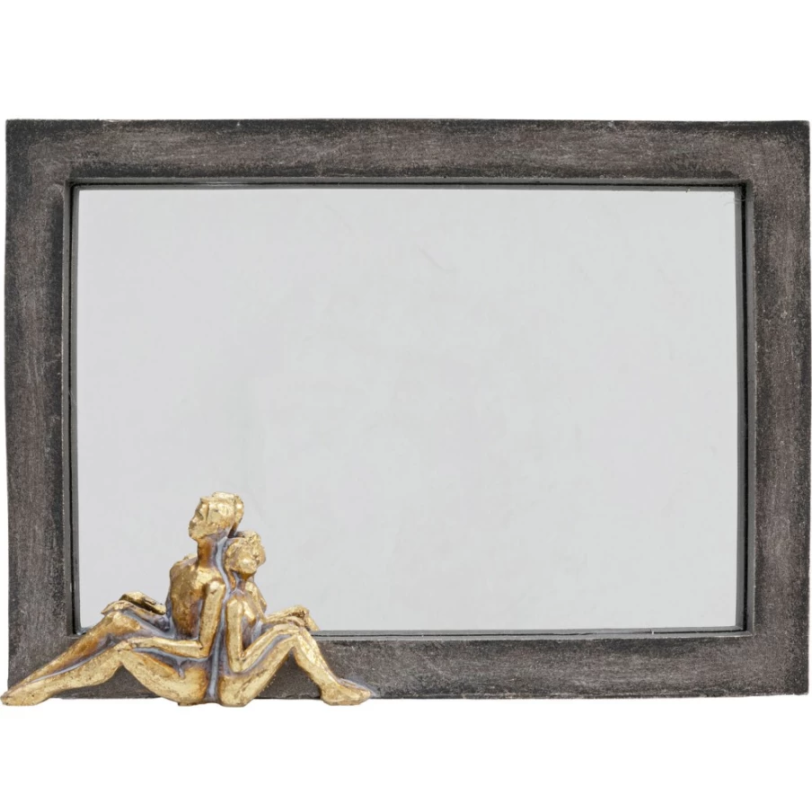 KARE Design Modern Table Mirror - 18x13cm Sitting Couple Decorative Accent Piece for Home & Office