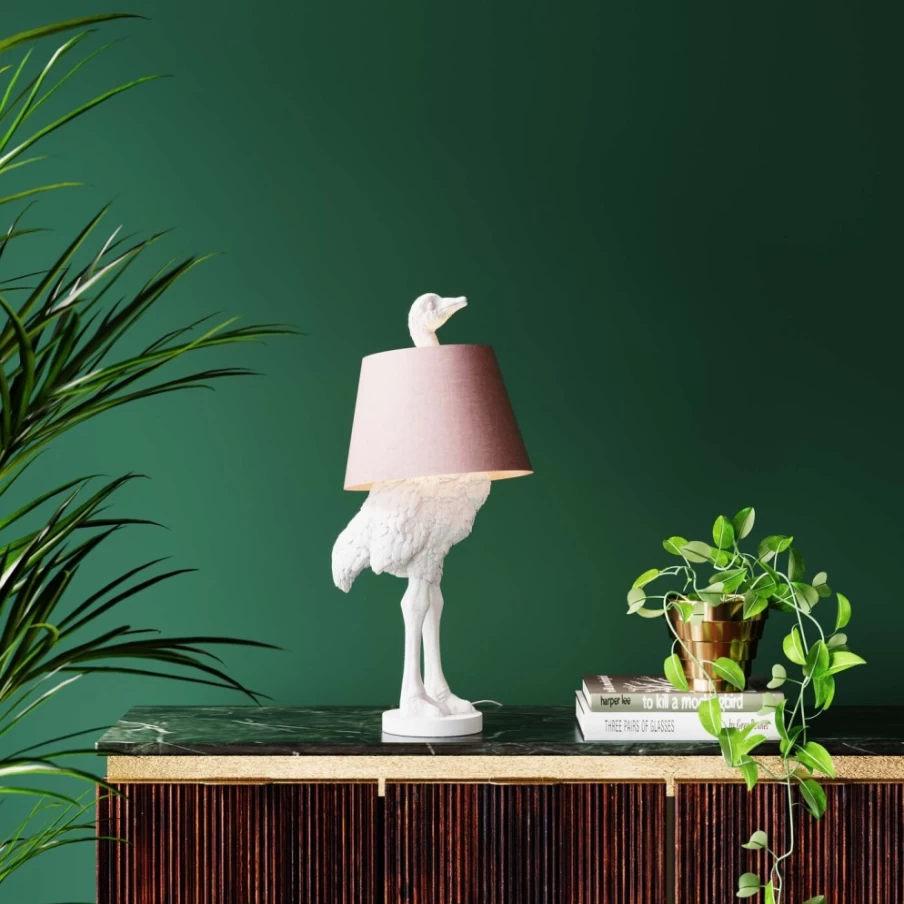 KARE Design Modern White Ostrich Table Lamp - 66cm Tall Animal-Themed Lighting