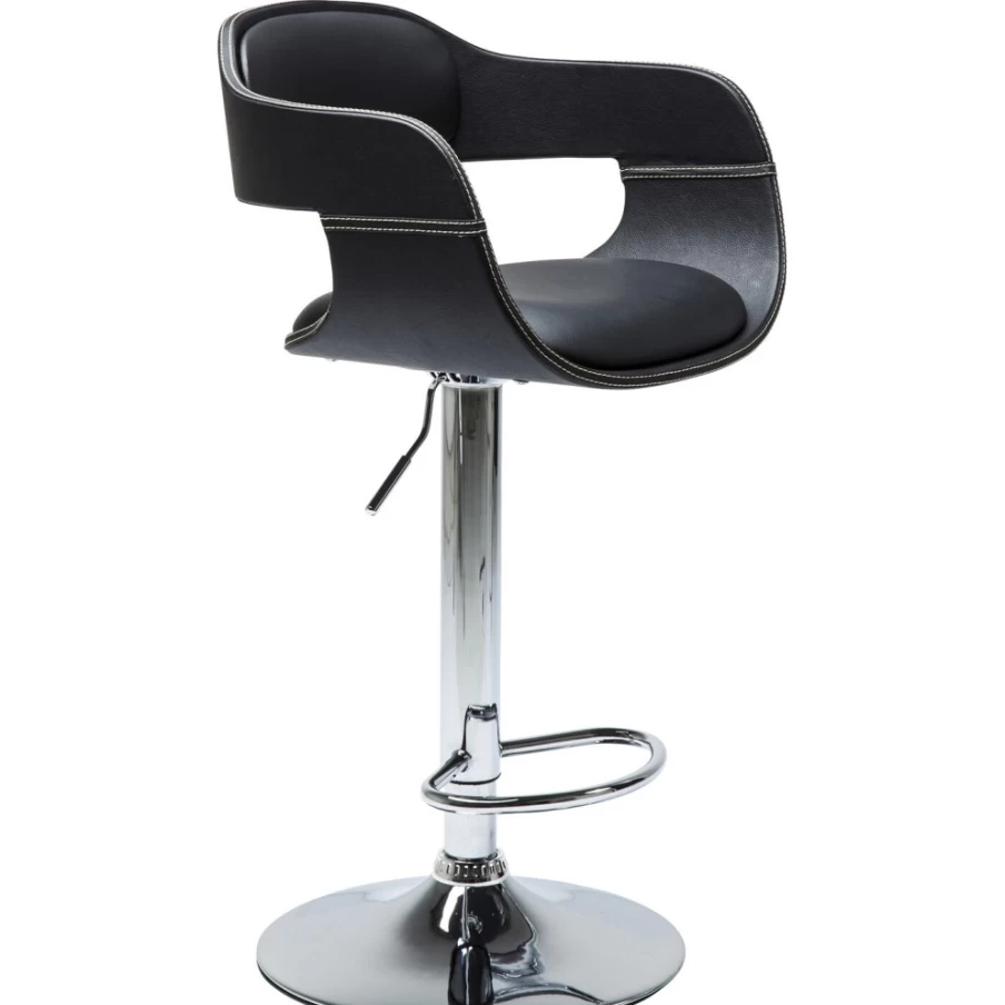 KARE Design Costa Modern Black Bar Stool - Contemporary Kitchen & Dining Height Adjustable Seat