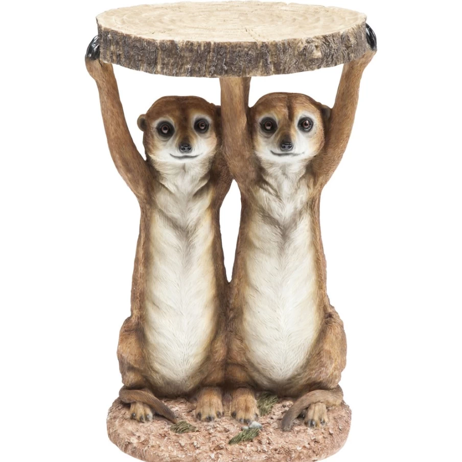 KARE Design Meerkat Sisters Side Table - 33cm Animal-Themed Nightstand, Unique Decorative End Table