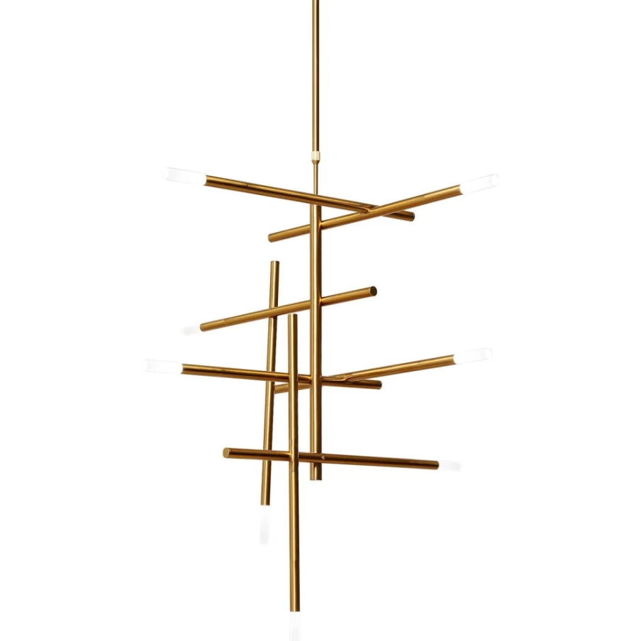 "KARE Design Modern Brass Pendant Lamp - Elegant Stick Chandelier for Stylish Interiors"