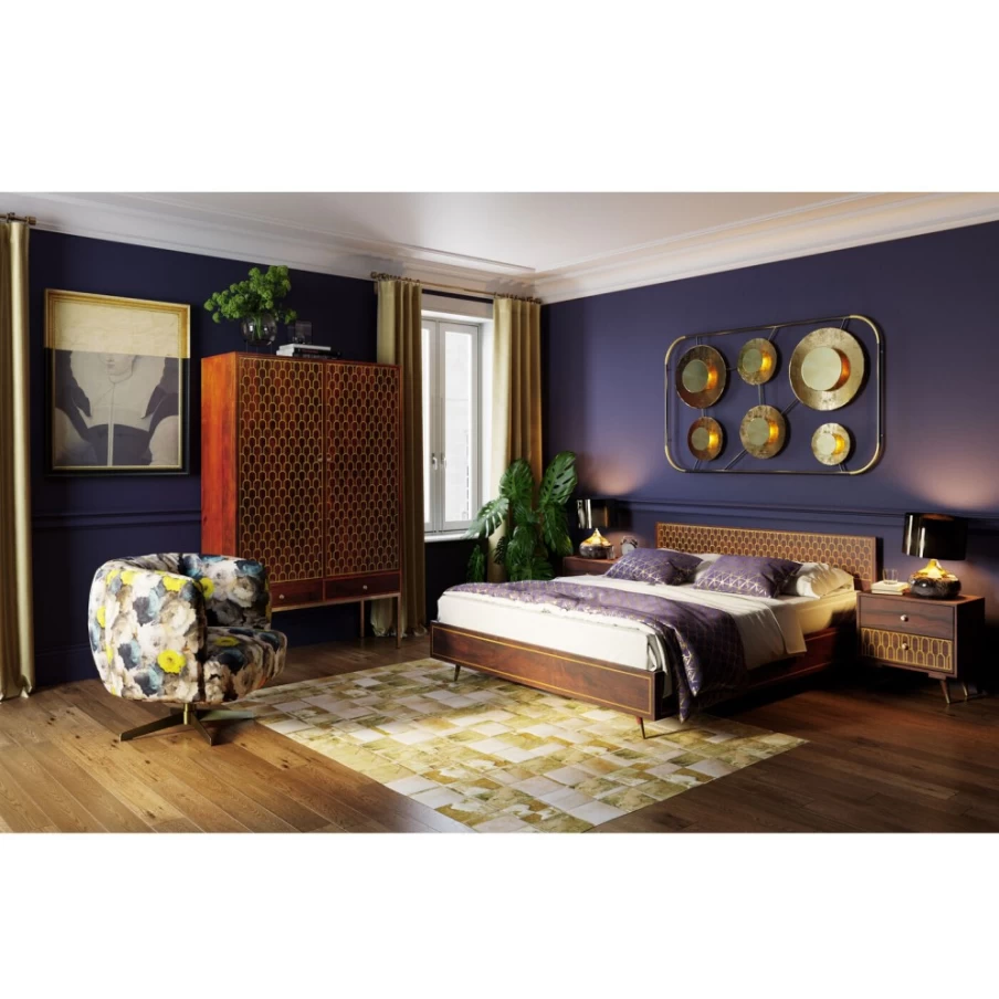 KARE Design Modern Wooden Muskat Bed Frame 160x200 cm - Solid Wood Queen Size Bedroom Furniture