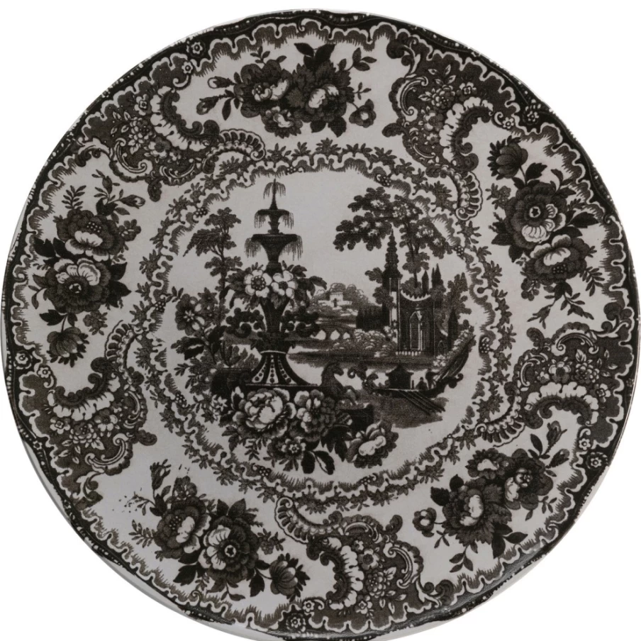 KARE Design Sakura Grey Decorative Plate 27cm - Japanese Cherry Blossom Ceramic Dish