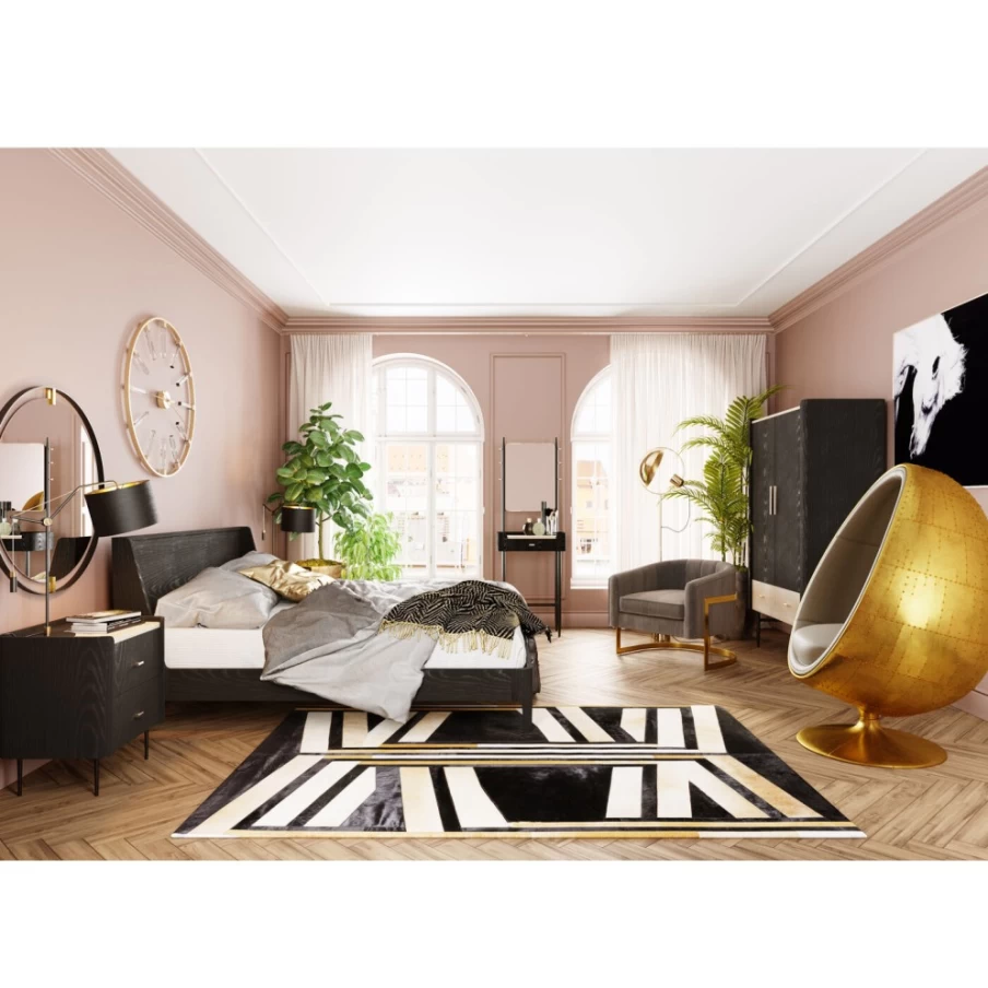 KARE Design Swivel Armchair with Brass Eyeball Base - Modern Rotating Lounge Chair
