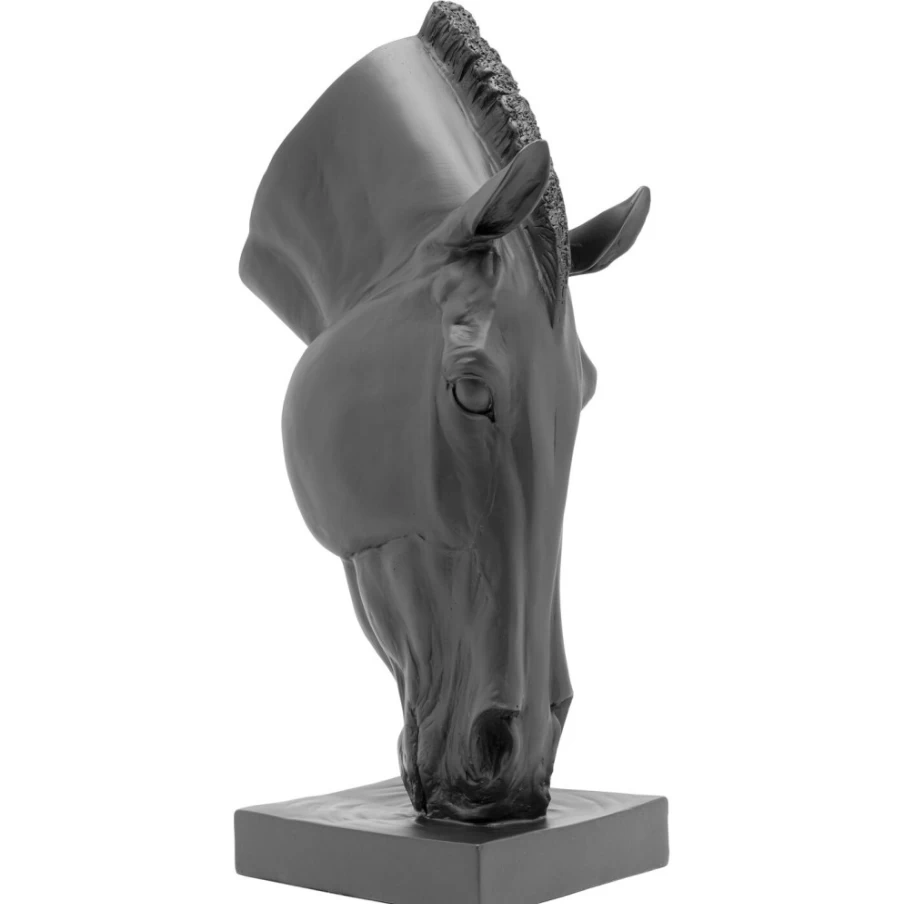 "KARE Design Modern Deco Object - Elegant Black Horse Face Sculpture, 57cm Home Decor"