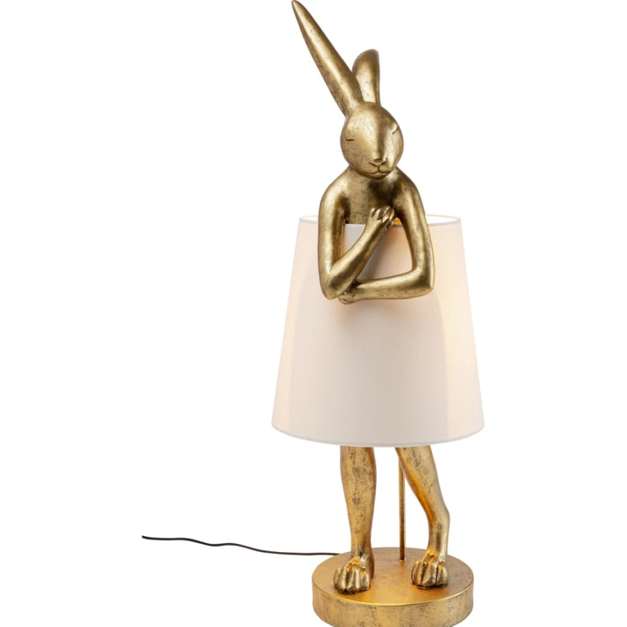 KARE Design Modern Gold and White Rabbit Table Lamp - 88cm Tall Animal Decor Lighting