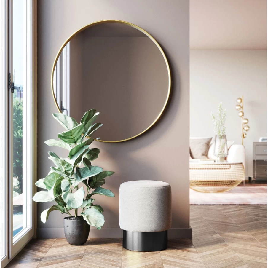 KARE Design Modern Cherry Cream Stool with Black Base - 36cm Height, Stylish Bar Stool for Home Decor