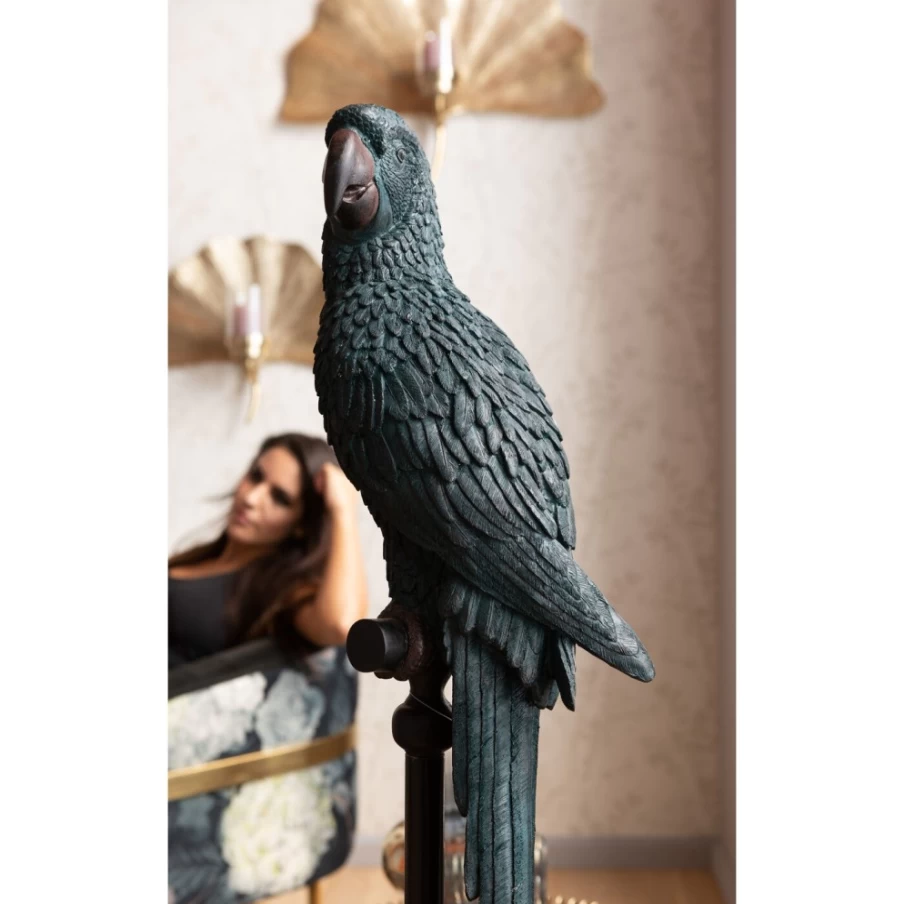 KARE Design Modern Bluegreen Parrot Decor Figurine - Handcrafted Home Accent Statue