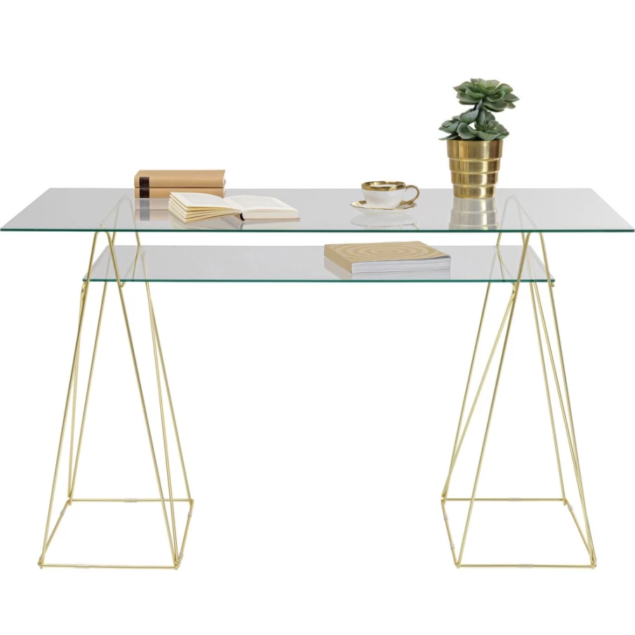 KARE Design Brass Table Base Polar Pair - 31x49cm Matt Finish Modern Furniture Legs