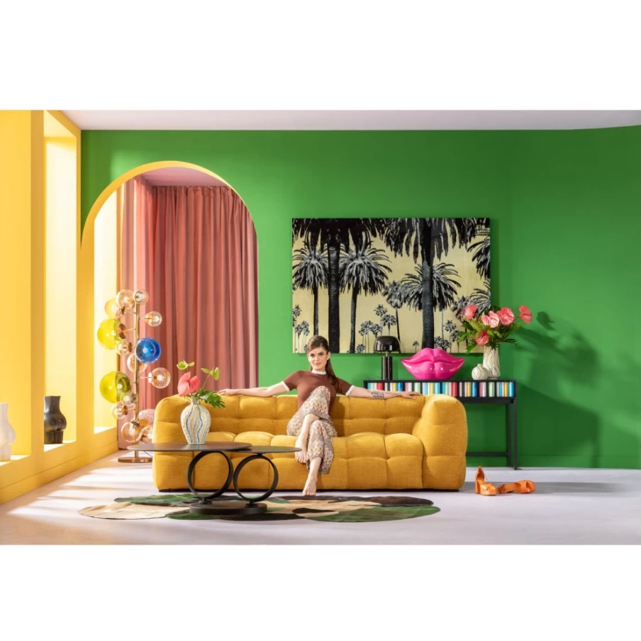 "KARE Design Salamanca Modern 3-Seater Sofa in Yellow, 240cm Wide Luxury Lounge Furniture"