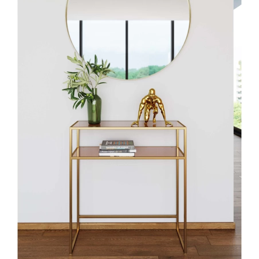KARE Design Modern Console Table Loft Style Gold Finish 85cm x 80cm