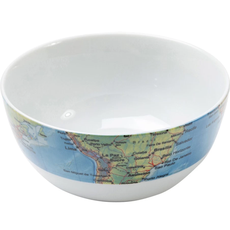 "KARE Design Modern Ceramic Cereal Bowl with Unique Map Pattern – Stylish Kitchen Dining Essentials"